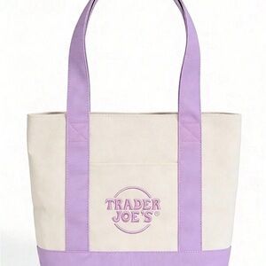 TRADER JOE'S MINI PASTEL CANVAS TOTE BAG, NEW SPRING PASTEL COLOR - LAVENDER